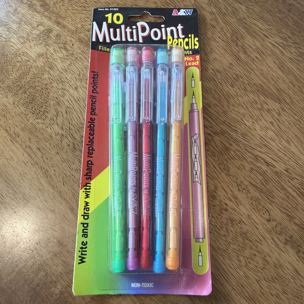 VTG A&W Multi Points‎ Pencils 2002 Colorful 10 Pack No. 2 Lead Non-Toxic 51423